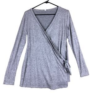 PINKBLUSH Womens Sweater Lavender Long Sleeve Wrap V Neck Soft Stretch Small